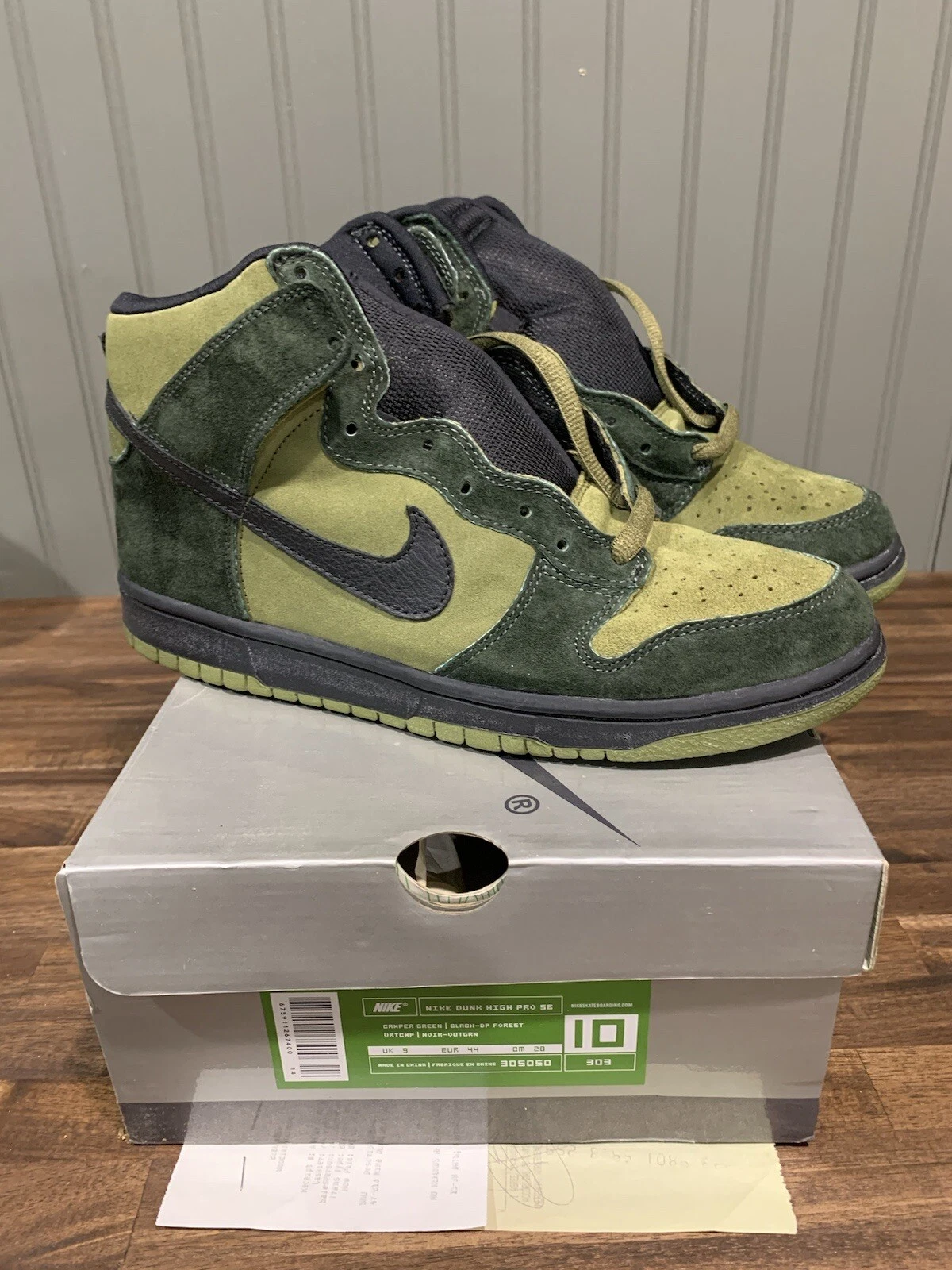 Nike Dunk High Pro SB Hulk Camper vert taille 10 305050 303 Supreme Skunk