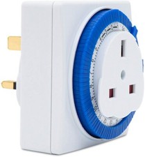 Timer Switch 24 Hour Segment Programmable On Off Function UK Mains Plug Square