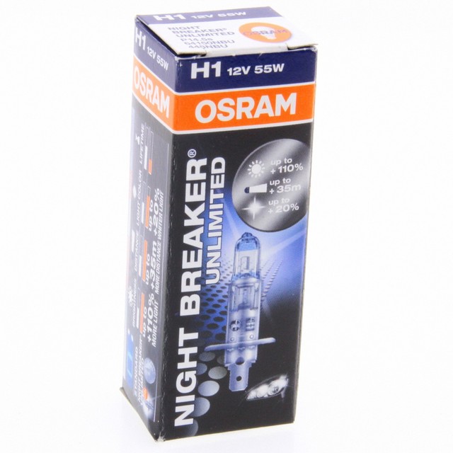 H1 OSRAM Night Breaker Unlimited 110% mehr Licht 64150NBU Single Box 1 Stück