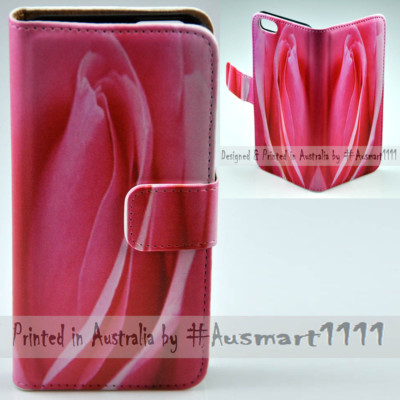 For Nokia Series - Pink Rose Print Theme Wallet Mobile Phone Case Cover