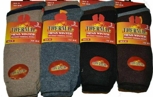 3,6,9,12 MEN'S THERMAL MULTI COLOURS WARM WINTER GIFT SOCKS SIZE UK (6 - 11 )