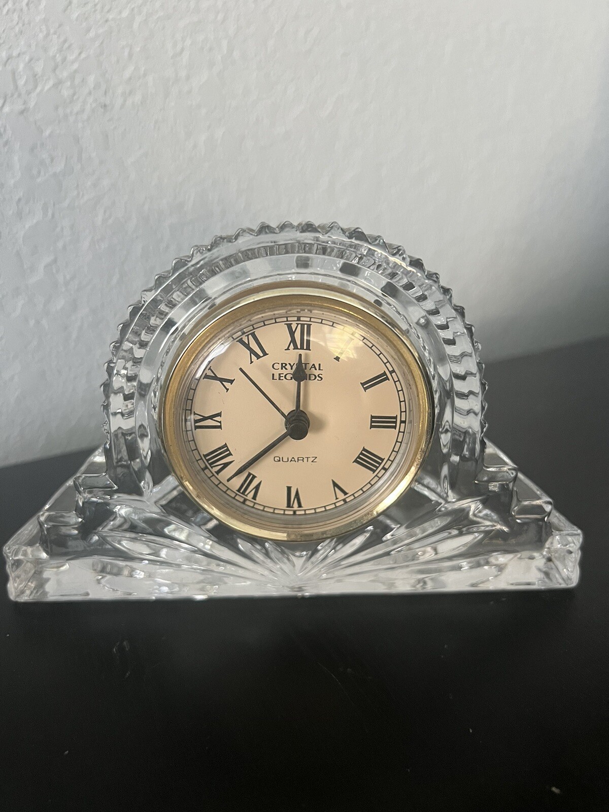 Crystal Legends By Godinger 24% Heavy Lead Crystal Glass Quartz Clock Movement