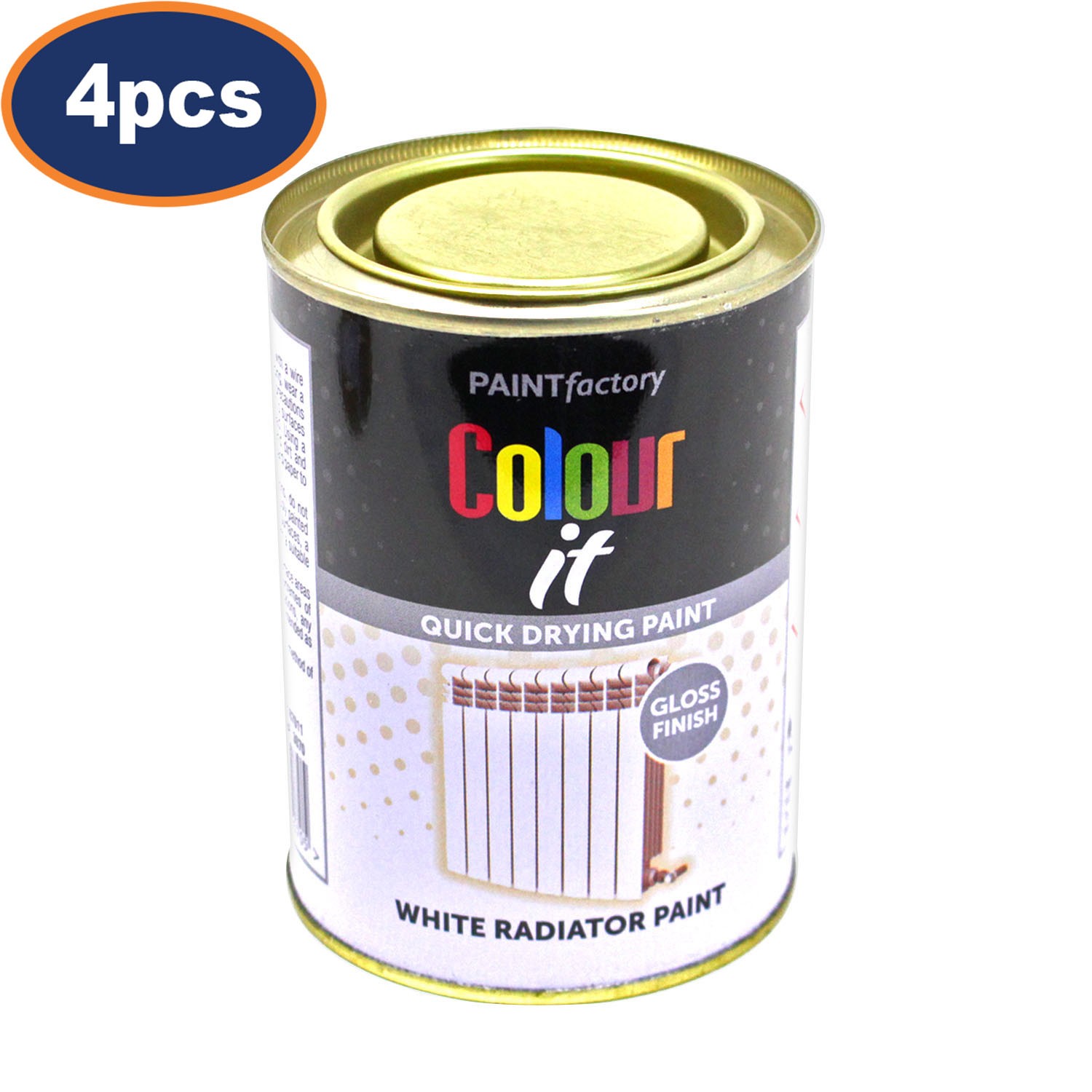 Paint Factory Colour It Radiator Paint White Gloss Finish Quick Dry 300ml 4Pcs
