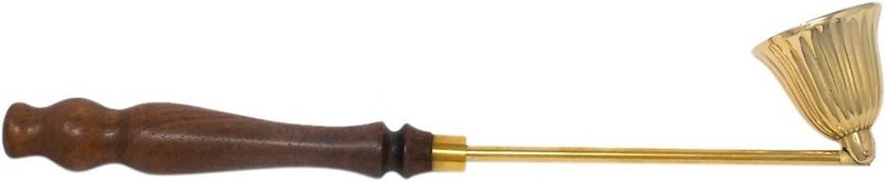Brass Candle Snuffer with Wooden Handle, Catholic Church Supplies, 10.5 Inches