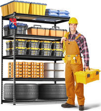 5-Layer Heavy Duty Metal Storage Rack, 48  W X 24  D X 72  H, Adjustable Shelving U
