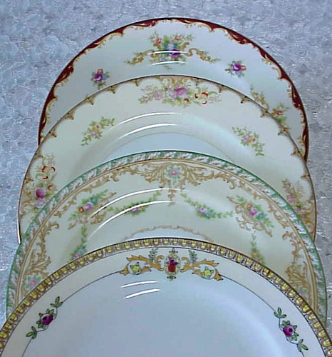 Vintage Mismatched China Dessert Plates (4) Victorian Style Floral 7 1/2" 7 3/4"
