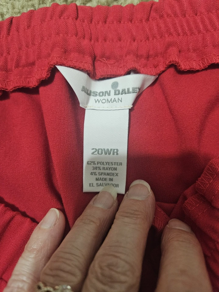 ALLISON DALEY, WOMEN'S NEW RED POLY BL ELASTIC PULL ON DRESS PANTS, SIZE 20WR - Image 4 of 4