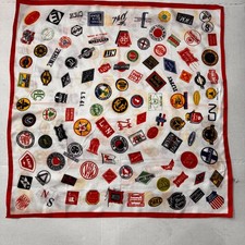 Vintage Railroads Logo Scarf Made In Japan 100 Acetate 29 x 29