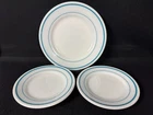 Vintage Pyrex Tableware Corning Teal Blue Stripe Plates Dinner Dessert Lot of 3