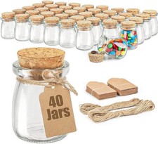 40 Pack Glass Favor Jars W/ Cork Lid 3.4 oz Small Glass Bottles Wedding Favor