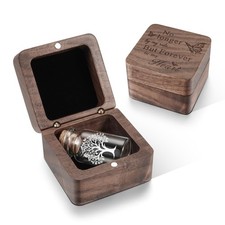 SOITIS Wooden Box for Ashes - Small Glass Urn for Human Ashes Keepsake, Mini ...