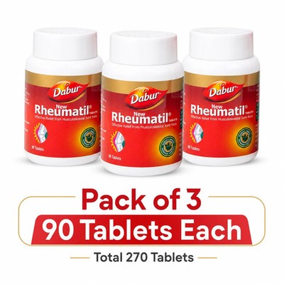 Dabur Rheumatil Tablets 90 Tabs Pack of 3 Total 270 Tabs Free Shipping