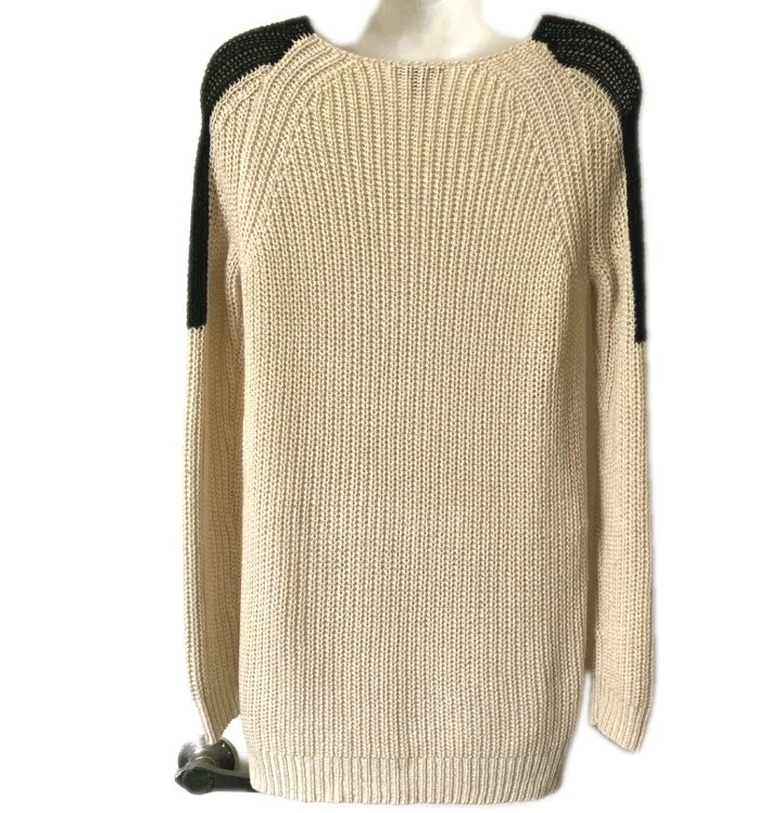 ANN TAYLOR Colorblock Chunky Knit Pullover Sweater - Image 3 of 4