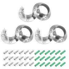 6Pcs Closet Pole Sockets, 1-1/4" x 0.8" H Rod End Supports with Screws