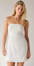 Urban Outfitters Mira Mini Dress Size Medium Ivory Satin Tie Back Bow NWT