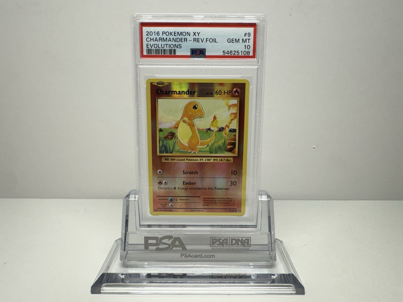 2016 Pokemon Charmander Reverse Holo 9/108 XY Evolutions PSA 10