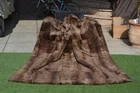 Genuine Real Sheared Beaver Fur Blanket King Size throw 83" x 73" Rug