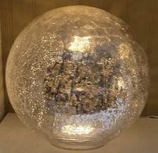 10" SILVER CRACKLED GLASS HAND BLOWN SPHERE FOR CENTERPIECE / DISPLAY ETC.
