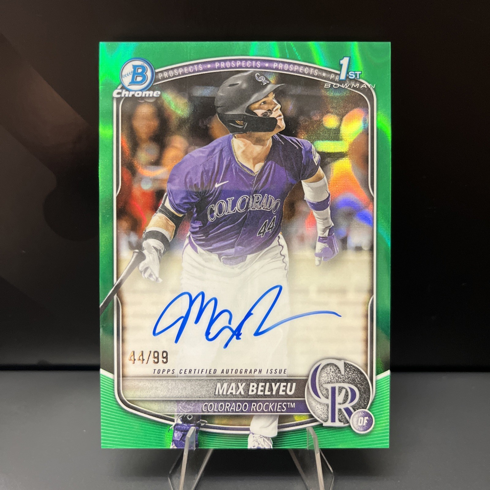 MAX BELYEU 2025 BOWMAN CHROME DRAFT 1ST AUTOGRAPH GREEN LAVA AUTO 44/99