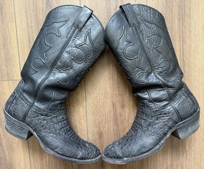 Cowtown Vintage Black Hornback Caiman Alligator Boots Men s 9D Made In USA