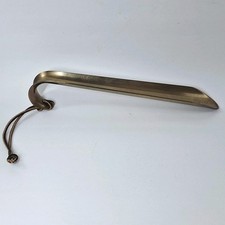 Large Solid Brass Vintage Shoe Horn 12" with Leather Strap FREE SHIPPING