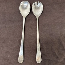 Silver Plate Salad Server Fork and Spoon Set EPNS Made In England Vintage