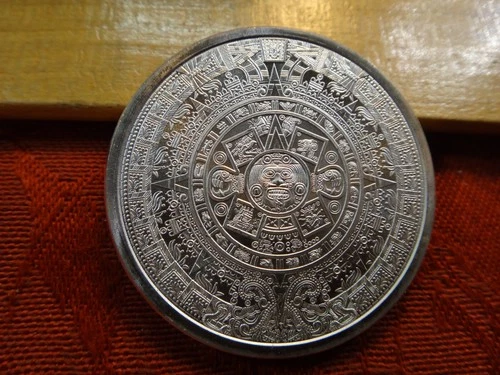 Aztec Calendar Cuauhtémoc One 1 Oz .999 Silver Bullion Round - No Reserve