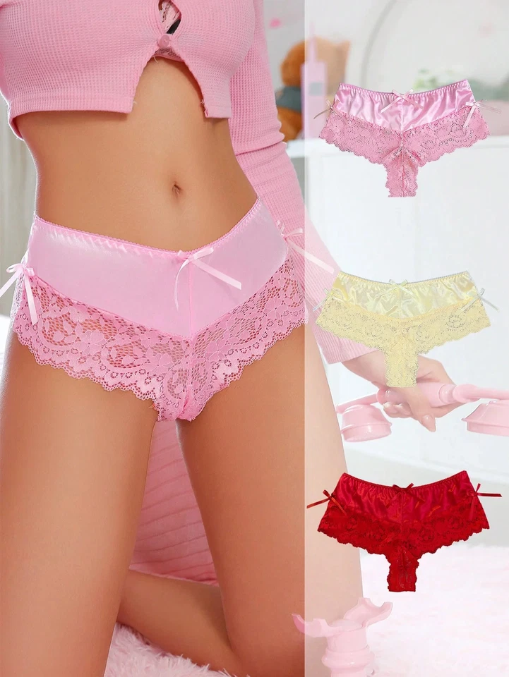 PetitDoll Damen String mit Schleifen und Spitze, Multicolor Satin-H bei Billig24