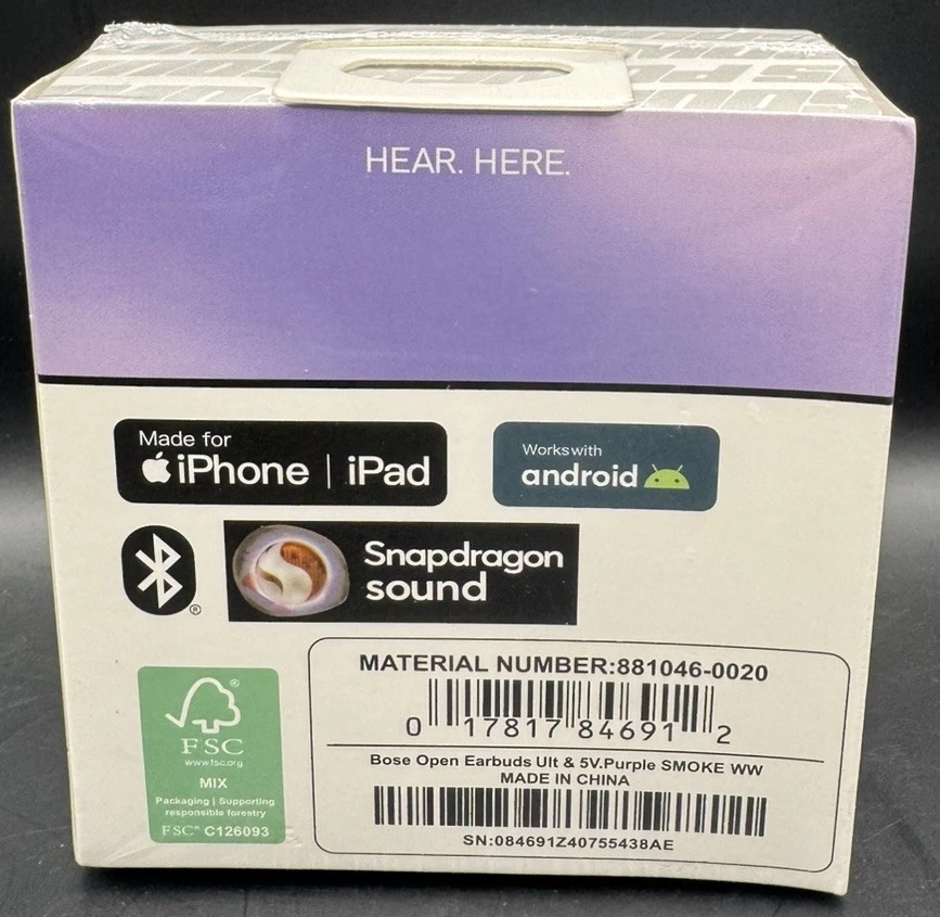 Bose Ultra Open-Ear Bluetooth Purple Smoke Earbuds New Sealed Fast Ship - Image 2 of 4