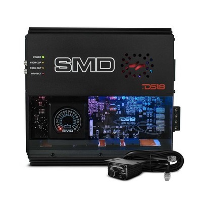 DS18 SMD 4-Channel Amplifier with VM-1 Voltmeter & LED Lights | 4 x 200W 2-Ohm