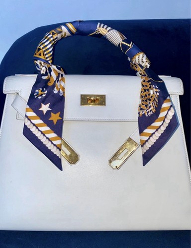 Hermes Vintage White Kelly 28cm in Box Calfskin Leather with Gold Hardware
