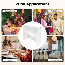 Portable Bar Table for Events 2-Tier 47"L x 42"H Party Camping Stand​​ White