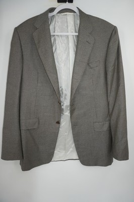 Carroll & Co Hickey Freeman Blazer Mens 40R Brown Silk Wool Sport Coat Checked