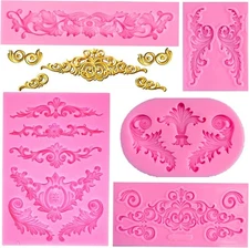 Rainmae 5 Pcs Baroque Style Curlicues Scroll Lace Fondant Silicone 2 