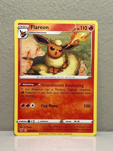 Flareon 026/185 Rare Vivid Voltage Pokemon Moderately Played