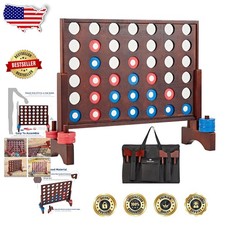 Giant Wooden Connect 4 Game - Fun Indoor Outdoor Board Game for Teens, 42 Dis...