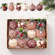 12 Piece Rustic Christmas Tree Ornaments, Farmhouse Christma Decoration, 3.15