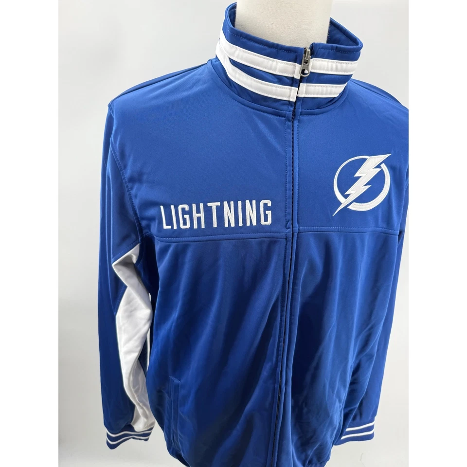 NHL Tampa Bay Lightning Blue Full Zip Embroidered Mens Track Jacket Large - Image 2 of 4