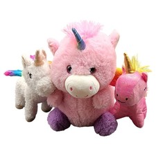 Unicorn Plush Toy Bundle Set of 3 Pink White Sparkle Rainbow Stuffed Animals