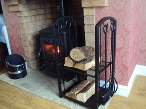 Log Station Logs Holder Tools Store Kindling Black Metal