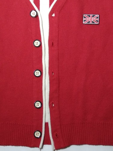 Sweater British England Flag Youth Cardigan Knit Button Front 24" Chest Unisex - Picture 5 of 7