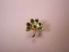 Rhinestone Shamrock Good Lucky Irish Vintage Tie Tack Lapel Pin w06