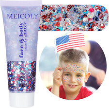 USA Flag Pride Face Body Glitter,Halloween Festival Sparkling Mermaid Body Glitt