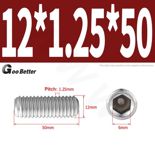 M6-M16 Fine Pitch Thread Flat Point Grub Socket Screws Set A2 Stainless Steel - Picture 67 of 93