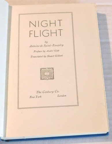 1932 1ST ED. NIGHT FLIGHT by Antoine de Saint-Exupery w/ preface by Andre Gide - Picture 2 of 5
