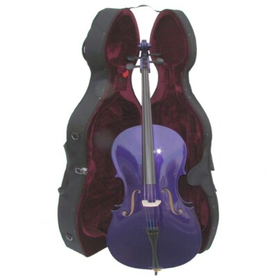 Merano 1/4 Cello w/ Lightweight Hard Case, Bag, Bow, Rosin for Beginner - Purple