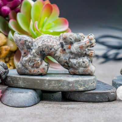 Yooperlite Crystal Chinese Dragon Carving Figurine Mythical Creature Decor Gift