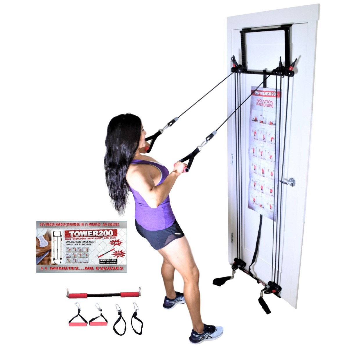 Tower 200 Full Body Workout Door Home Gym, Chart Guide DVD Bonus