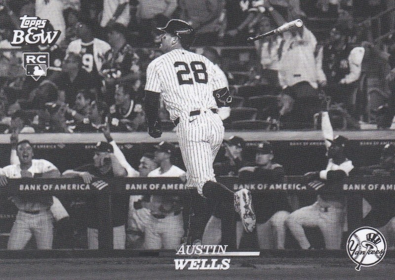Austin Wells NEW YORK YANKEES TOPPS 2024 BLACK & WHITE B&W Base Card 32 RC