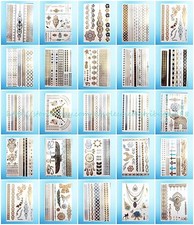 10 sheets/lot flash tattoo metallic gold silver parties skin decor